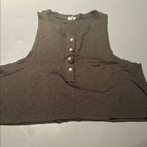 Aerie Sleeveless Gray Button-Up Women's Top